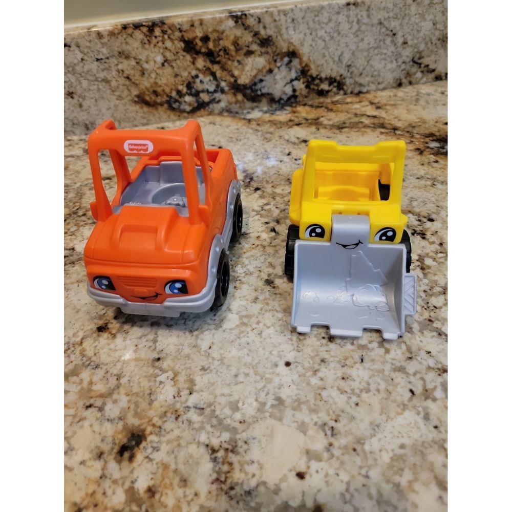 Fisher Price Little People Vehicles Lot Of 2: Jeep, Bulldozer